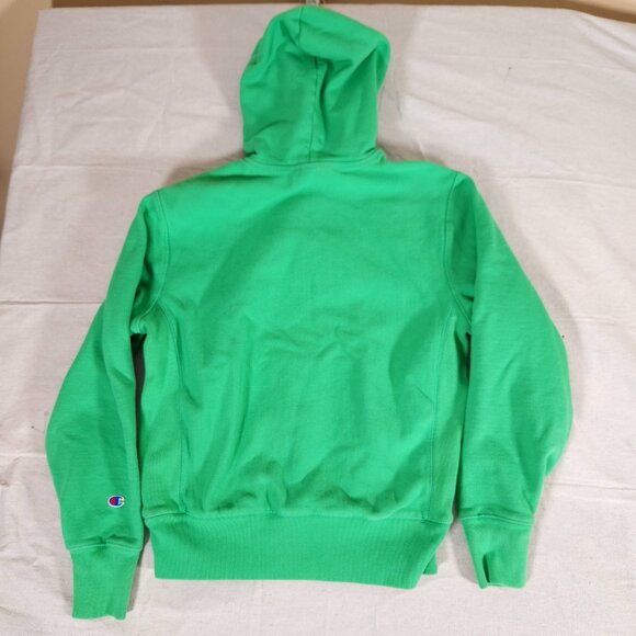 Champion Reverse Weave Oversized Green Neon Logo Hoodie Mens Medium Adult - Picture 2 of 16